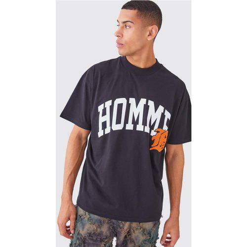 T-shirt oversize universitaire à col montant - Boohooman - Modalova