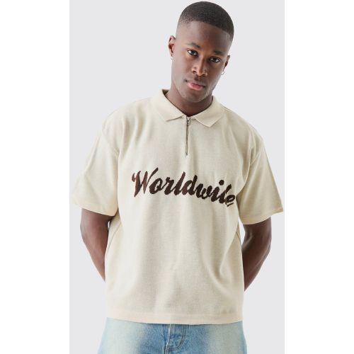 Chemise oversize à col zippé et imprimé moto - L - Boohooman - Modalova