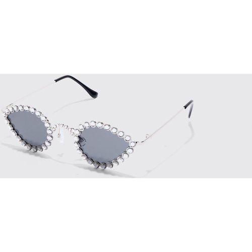 Lunettes de soleil ovales strassées - ONE SIZE - Boohooman - Modalova