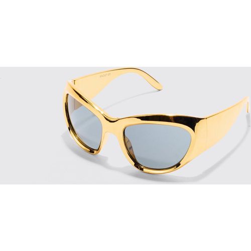 Shield Lens Metallic Frame Sunglasses - Boohooman - Modalova