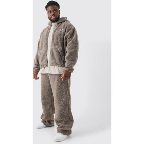 Grande taille - Sweat à capuche oversize zippé et pantalon de survêtement brodé - XXL - Boohooman - Modalova