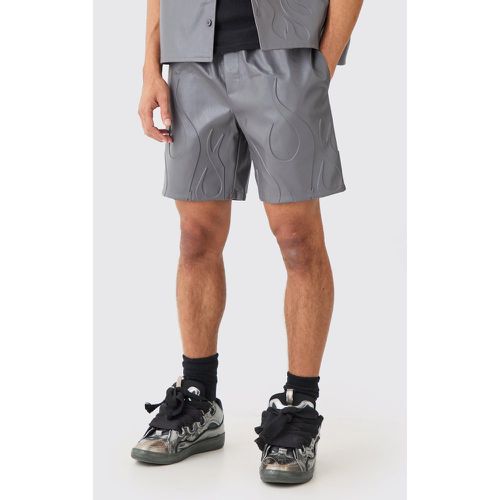 Short taille élastiqué à imprimé flammes homme - S - Boohooman - Modalova