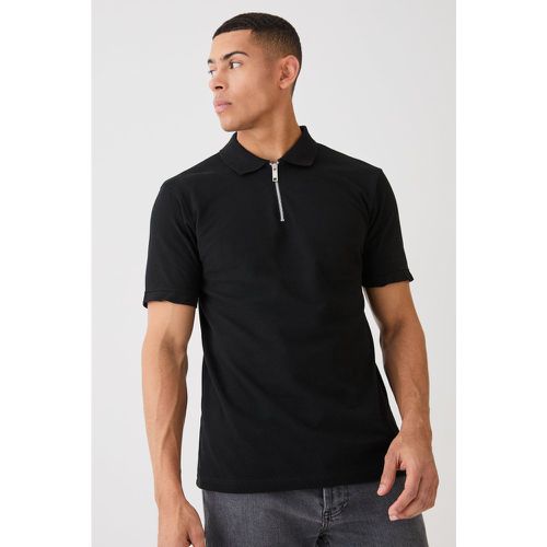 Polo cintré piqué à col zippé - L - Boohooman - Modalova