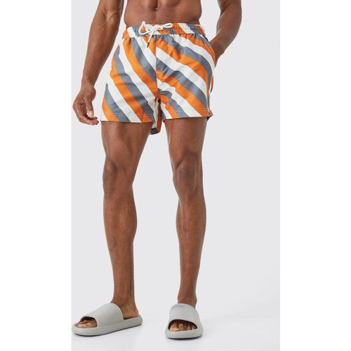 Short de bain mi long à rayures - Boohooman - Modalova