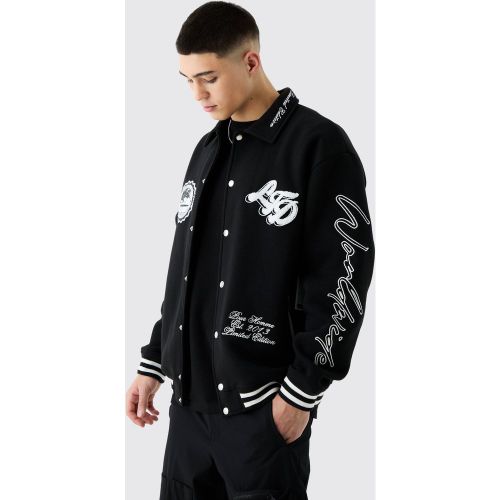 Bomber oversize en jersey brodé homme - S - Boohooman - Modalova