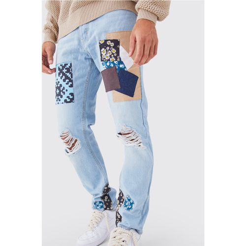 Jean décontracté à imprimé patchwork - - 28R - Boohooman - Modalova