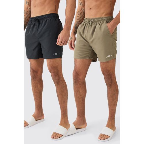 Lot de 2 shorts de bain mi-longs à logo signature - MAN - XL - Boohooman - Modalova