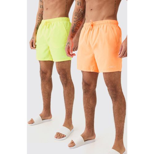 Lot de 2 shorts de bain mi-longs à logo signature - MAN - S - Boohooman - Modalova