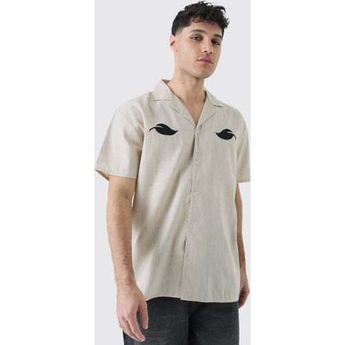 Chemise oversize en lin à broderie feuilles - S - Boohooman - Modalova