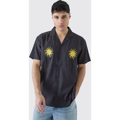 Chemise oversize en lin à broderie soleil - M - Boohooman - Modalova