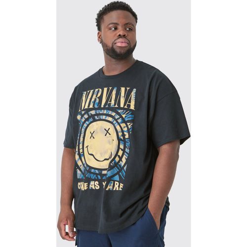 Plus Oversized Nirvana License T-shirt Black - - XXXXL - Boohooman - Modalova