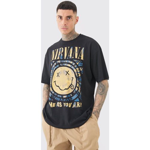 Tall Oversized Nirvana License T-shirt Black - Boohooman - Modalova