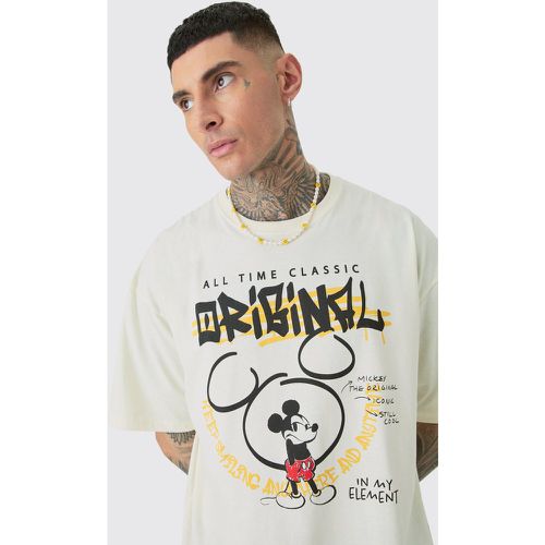Tall Oversize Mickey Mouse License T-shirt White - Boohooman - Modalova