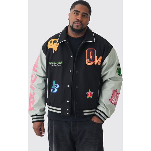 Grande taille - Veste oversize universitaire à écusson - XXXL - Boohooman - Modalova