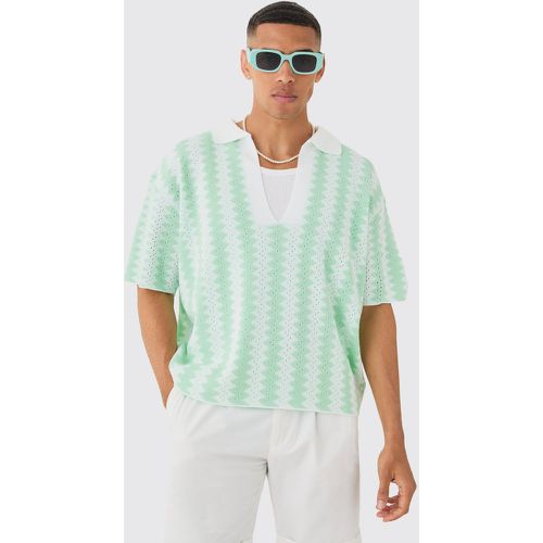 Polo oversize rayé à coutures apparentes - S - Boohooman - Modalova