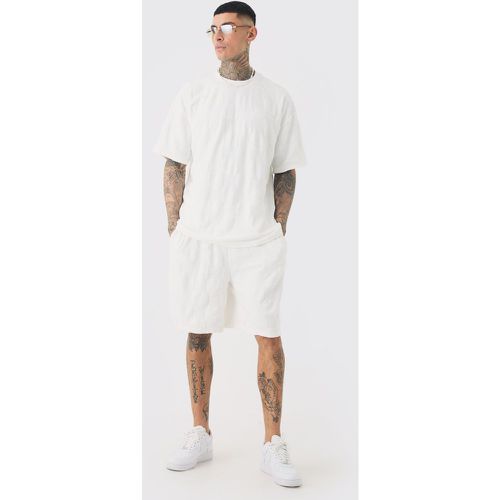 Tall - Ensemble en tissu éponge à carreaux avec t-shirt et short - S - Boohooman - Modalova