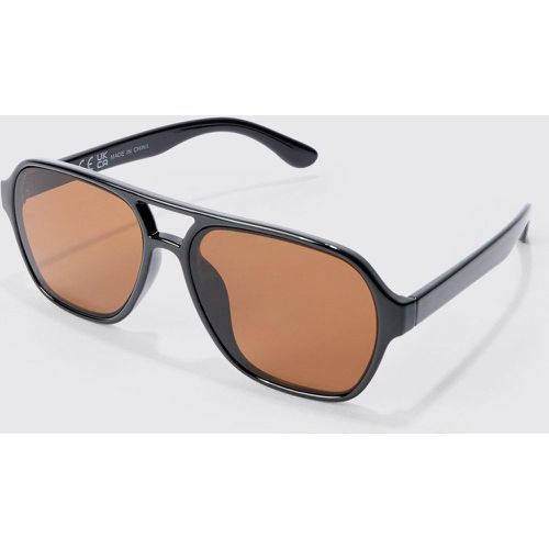 Contrast Lens Aviator Sunglasses In Brown - Boohooman - Modalova