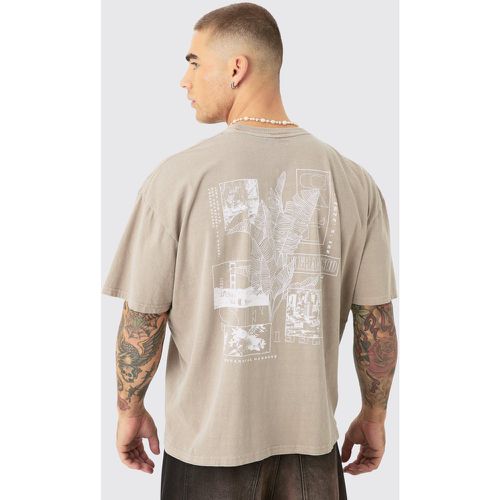 T-shirt oversize délavé à imprimé graffiti - S - Boohooman - Modalova