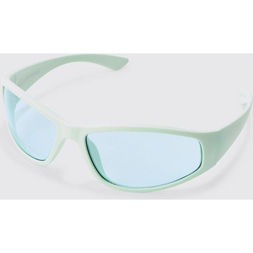 Plastic Racer Sunglasses In Mint - Boohooman - Modalova