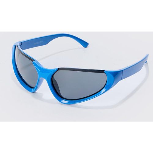 Metallic Frame Sunglasses In Blue - Boohooman - Modalova