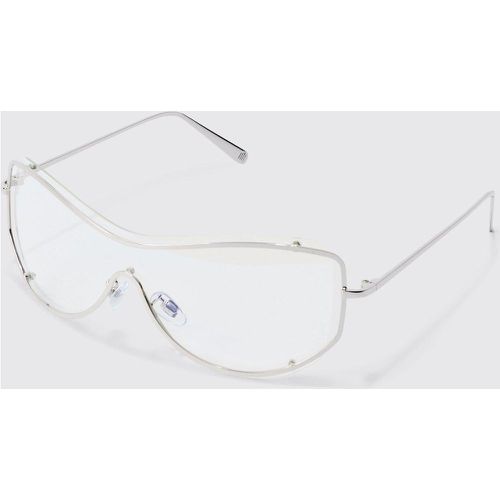 Clear Lens Visor Sunglasses In Silver - Boohooman - Modalova