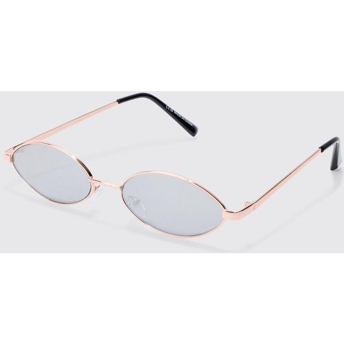 Lunettes de soleil ovales en métal - ONE SIZE - Boohooman - Modalova