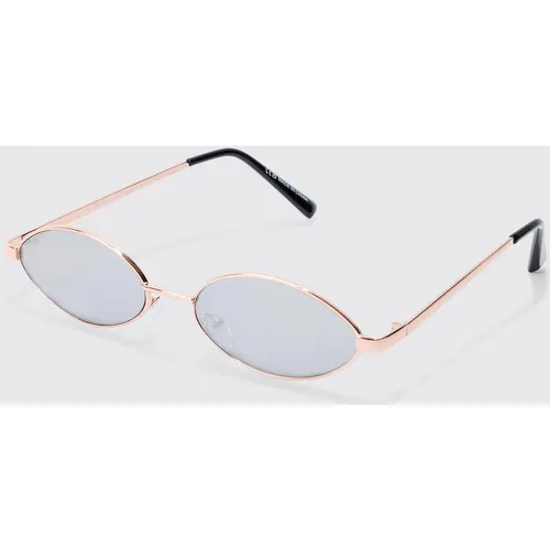 Oval Metal Frame Sunglasses In Grey - Boohooman - Modalova