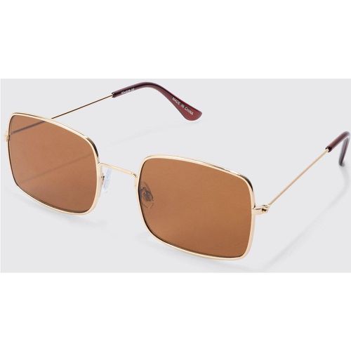 Square Metal Frame Sunglasses In Brown - Boohooman - Modalova