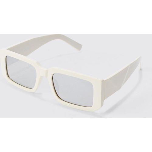 Chunky Rectangular Mirror Lens Sunglasses In White - Boohooman - Modalova