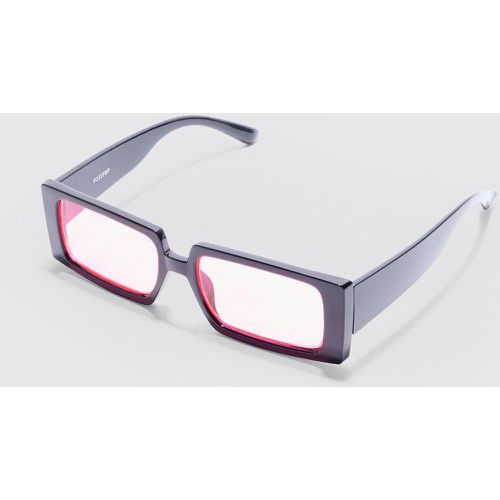 Rectangular Plastic Contrast Lens Sunglasses In Black - Boohooman - Modalova