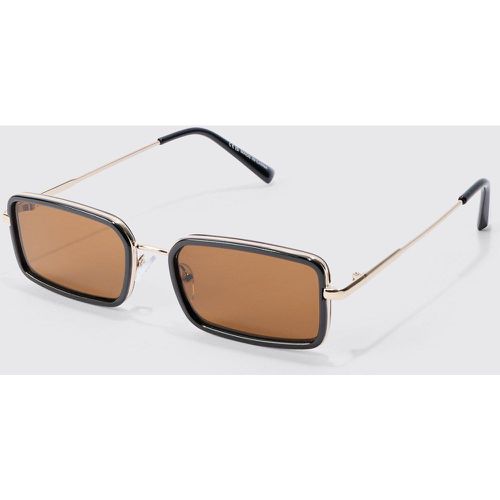 Rectangular Metal Frame Sunglasses In Black - Boohooman - Modalova