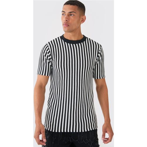 Slim Fit Stripe Rib T-shirt - Boohooman - Modalova