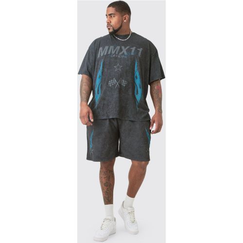 Grande taille - Ensemble délavé à imprimé moto - XXL - Boohooman - Modalova