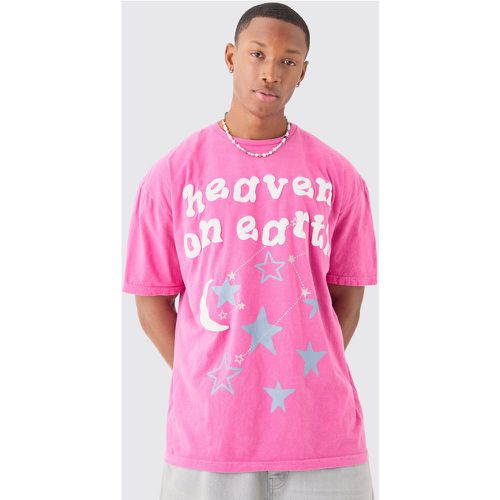 Oversized Heaven On Earth Puff Print T-shirt - Boohooman - Modalova