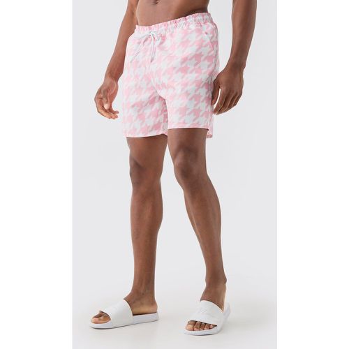 Short de bain mi-long à motif pied-de-poule - S - Boohooman - Modalova