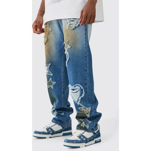 Tall - Jean large à écussons - 34 - Boohooman - Modalova