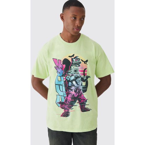 T-shirt oversize délavé à imprimé Godzilla - S - Boohooman - Modalova