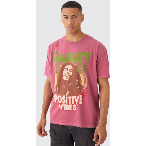 T-shirt oversize délavé à imprimé Bob Marley - S - Boohooman - Modalova