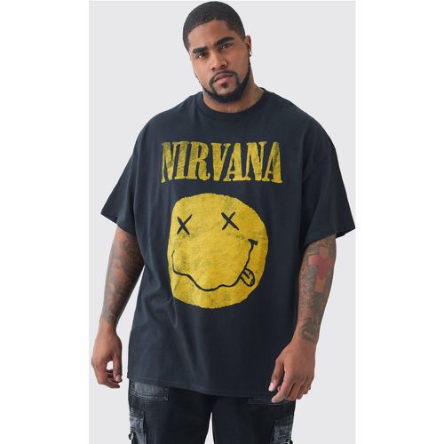 Plus Nirvana Smiley License Print T-shirt - - XXXL - Boohooman - Modalova