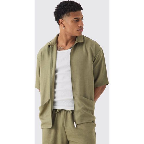 Chemise oversize en lin à poches - S - Boohooman - Modalova