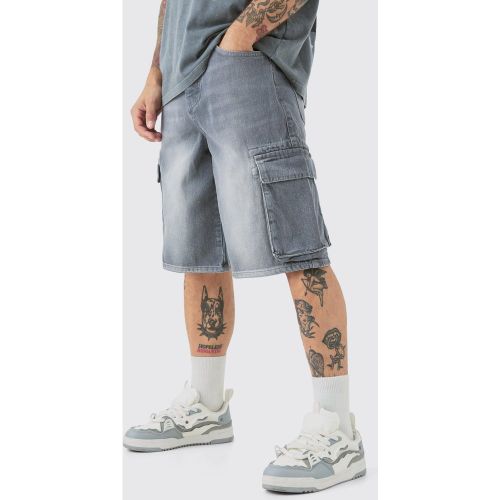 Jogging cargo droit en jean - 28 - Boohooman - Modalova