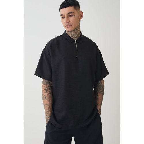 Tall - Polo zippé en lin - S - Boohooman - Modalova