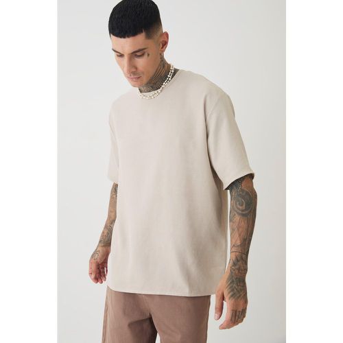 Tall - T-shirt oversize en lin taupe - S - Boohooman - Modalova