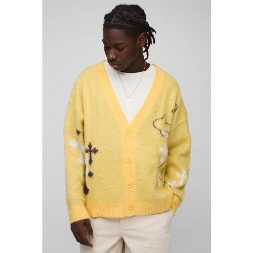Cardigan oversize en maille brossée - L - Boohooman - Modalova