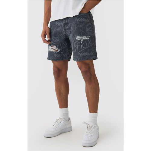 Short en jean déchiré imprimé - 28 - Boohooman - Modalova