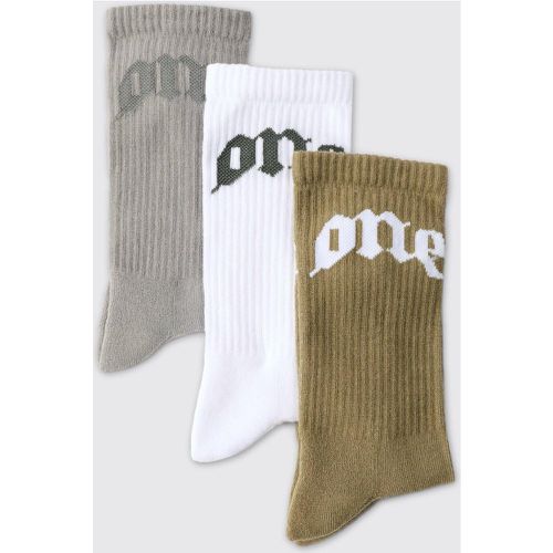 Lot de 3 paires de chaussettes à imprimé graffiti - ONE SIZE - Boohooman - Modalova