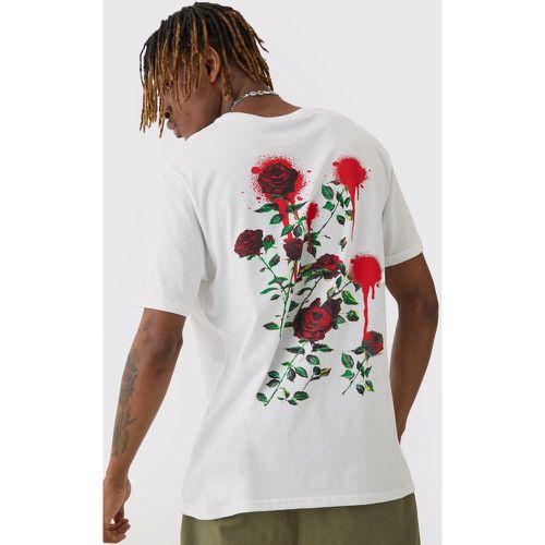 Tall Rose Floral Back Print T-shirt - Boohooman - Modalova