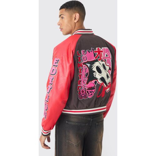 Veste universitaire oversize à manches enduites - L - Boohooman - Modalova