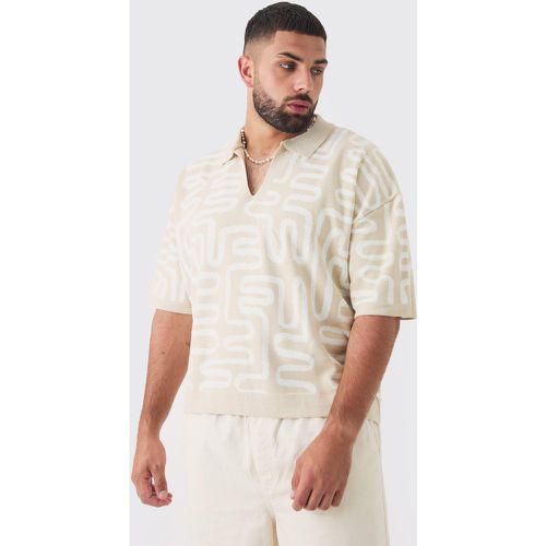 Grande taille - Polo oversize en maille à imprimé abstrait - XXXL - Boohooman - Modalova