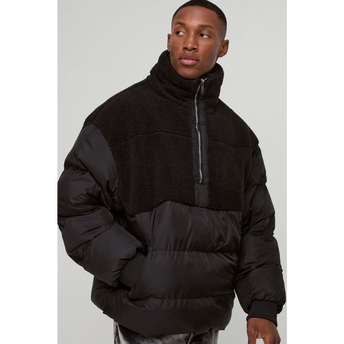 Doudoune à col montant zippée en polaire - S - Boohooman - Modalova